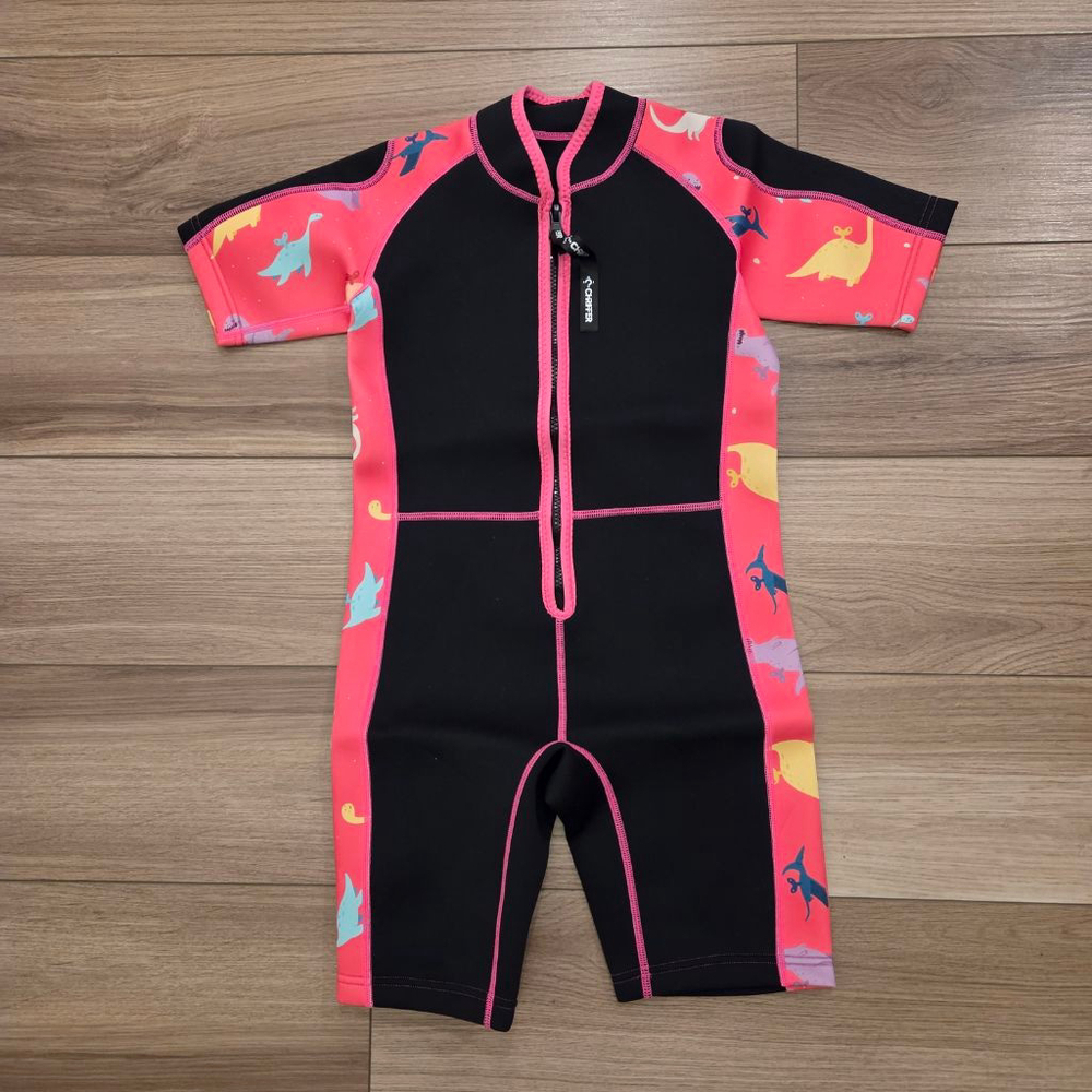 CHRIFFER Kids Swim Wetsuit Black Pink Dinosaur size XL